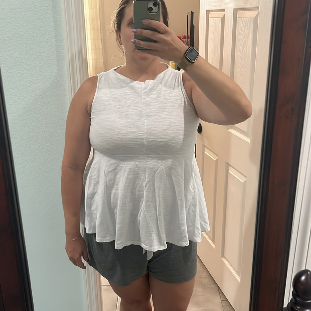 High Neck Peplum Tank Top